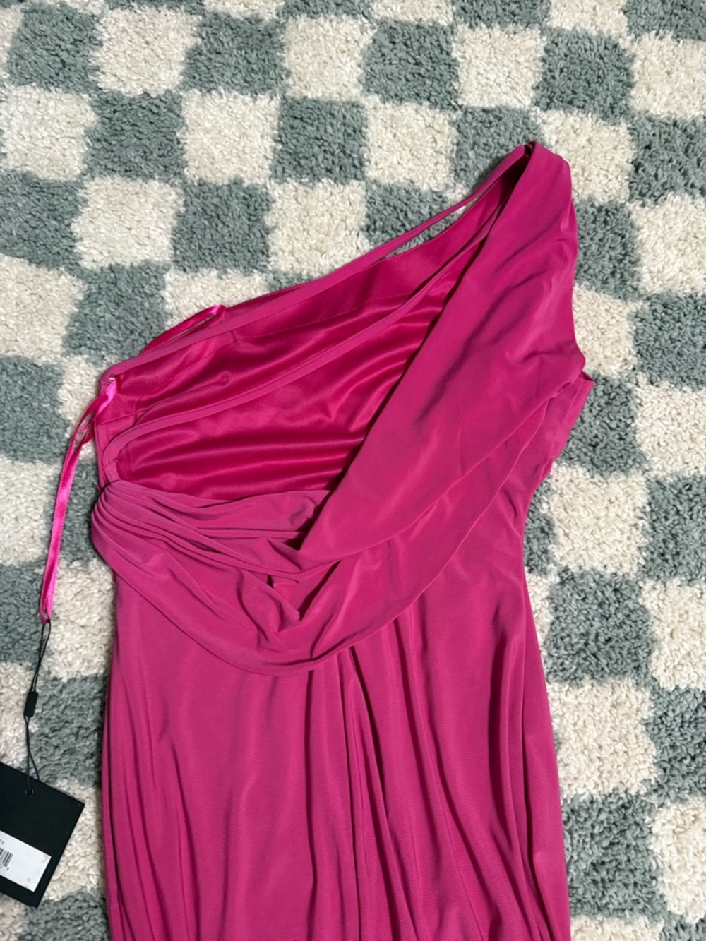 MAC DUGGAL Ieena NWT Maxi Gown Jersey One Shoulder Draped Back New Barbie Event - Picture 11 of 15